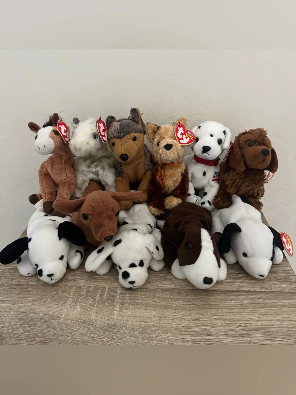 Lot 11 Ty Beanie Babies Dogs Horses Fidget Rescue Seadog Bruno Dotty Sparky Ween